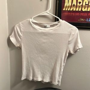 H & M white ribbed crop top